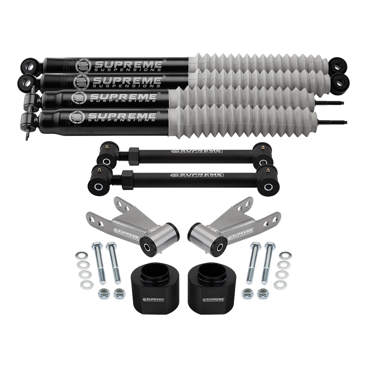 1984-2001 Jeep Cherokee XJ Full Suspension Lift Kit with Lower Control Arms & Supreme Suspensions MAX Performance Shocks 2WD 4WD Front Lift 3" + Rear Lift 2"