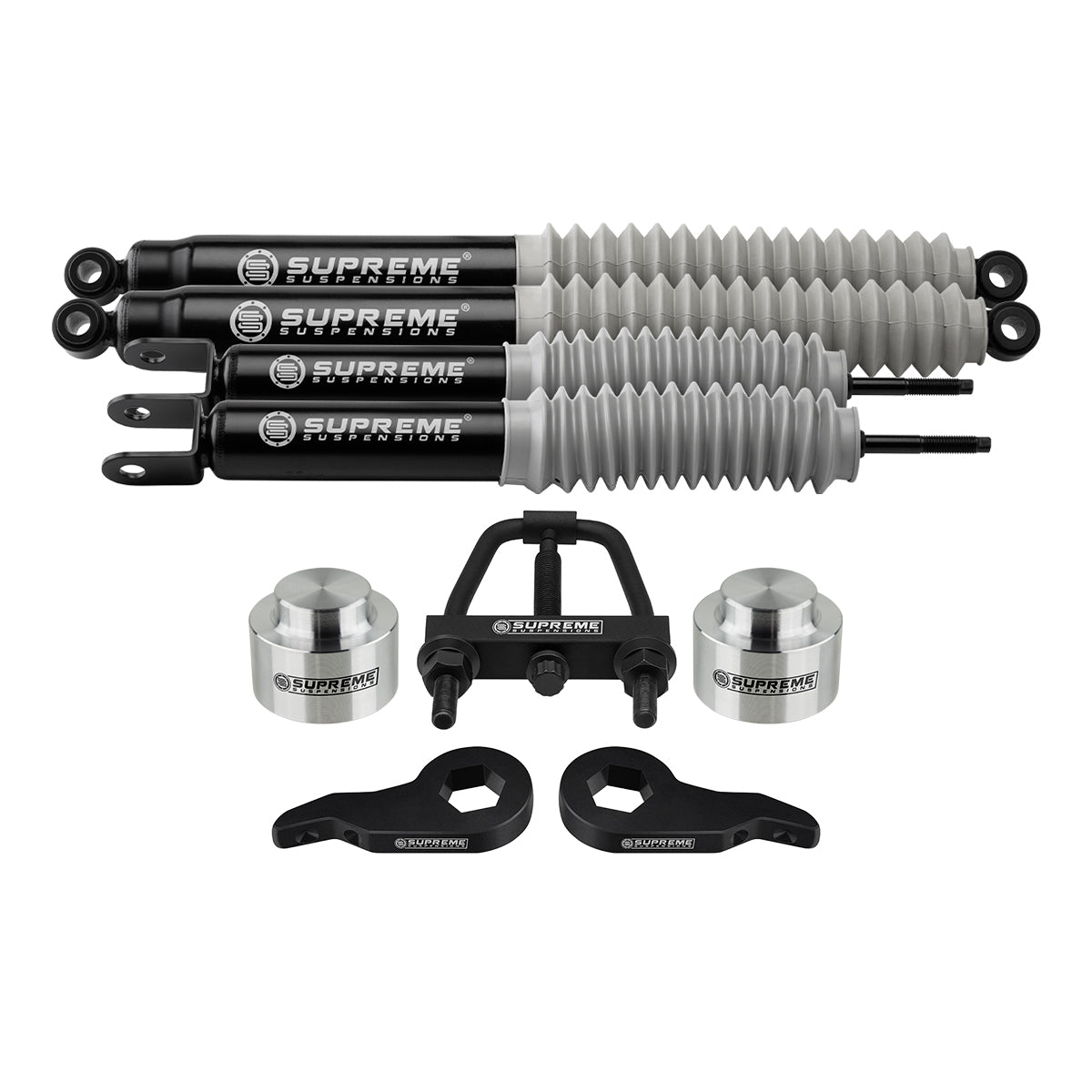 2000-2006 GMC Yukon 1500 Full Suspension Lift Kit with MAX Performance Shocks 2WD 4WD / 6-LUG / Torsion Tool Included Front Lift Adjustable from 1" to 3" + Rear Lift 2"