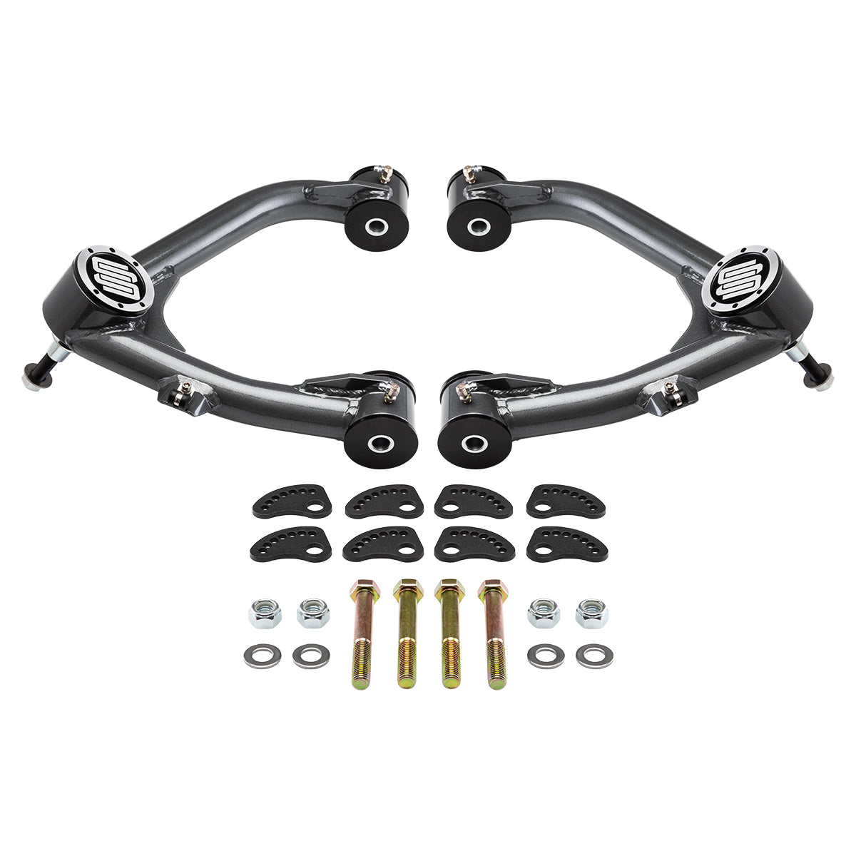 2007-2018 Chevrolet Silverado 1500 Uni-Ball Upper Control Arms with Camber/Caster Adjusting & Lockout Kit 2WD 4WD Bushings Black