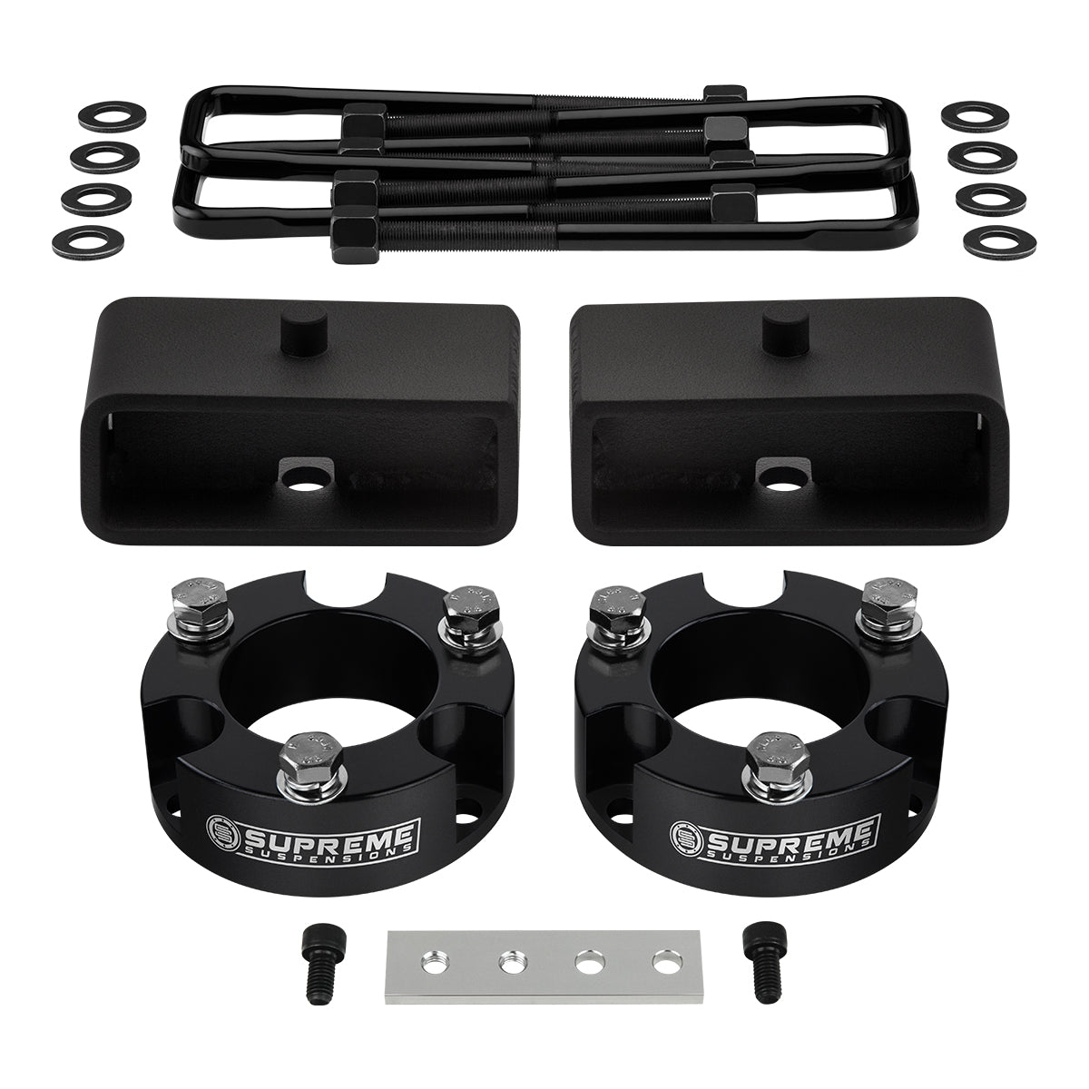 1995-2004 Toyota Tacoma Full Suspension Lift Kit 2WD 4WD I Includes Supreme Suspensions NEW Premium Forged Flat-Top U-Bolts Front 3" + Rear 2"