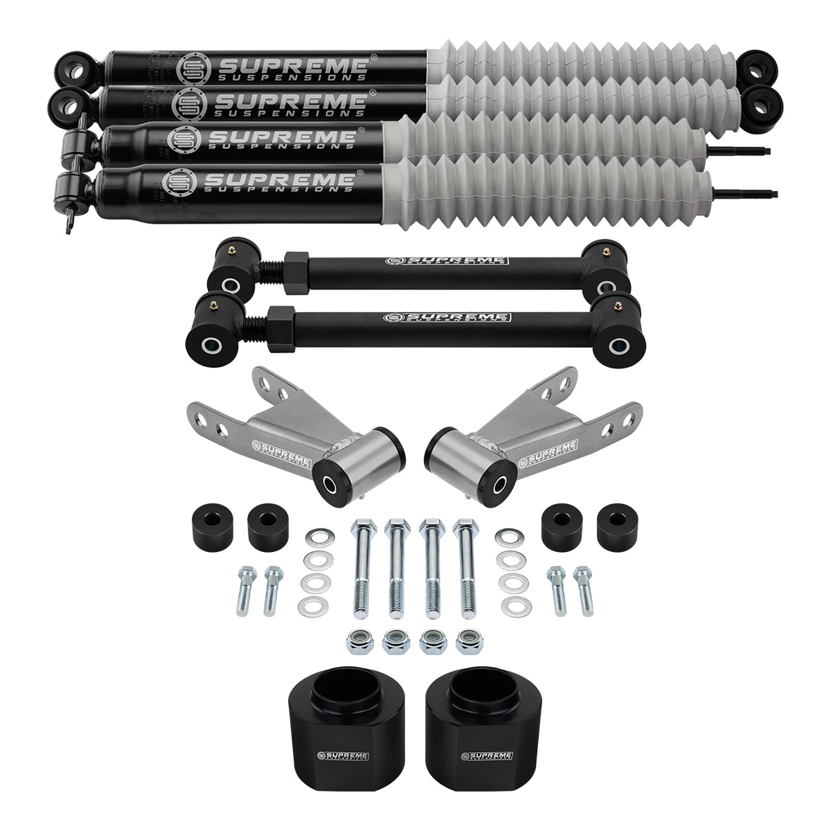 1984-2001 Jeep Cherokee XJ Full Suspension Lift Kit with Lower Control Arms, Transfer Case Drop Kit & Supreme Suspensions MAX Performance Shocks 4WD Front Lift Kit 3" + Rear Lift Kit 2"