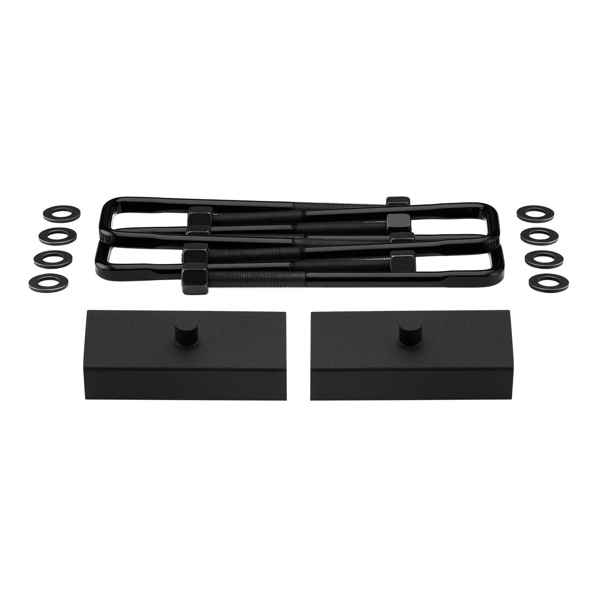 1988-1998 Chevrolet C2500 2WD Rear Lift Blocks with Premium Forged Flat Top U-Bolts + Rear Lift 1" Non-Tapered Lift Blocks