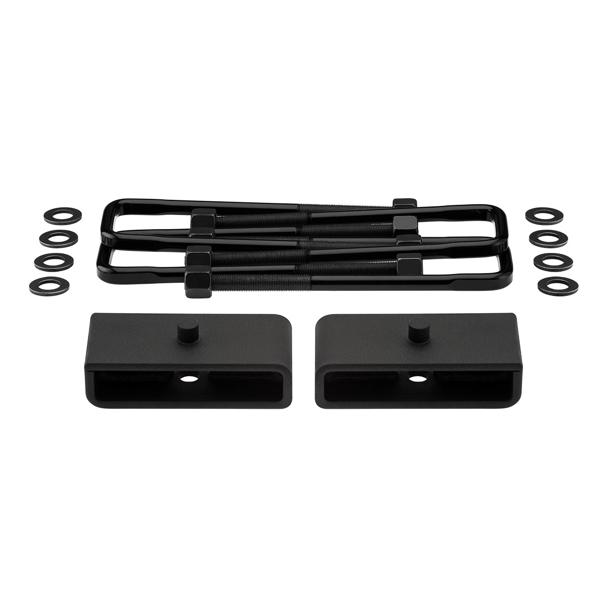 1988-1998 Chevrolet C2500 2WD Rear Lift Blocks with Premium Forged Flat Top U-Bolts + Rear Lift 1.5" Non-Tapered Lift Blocks