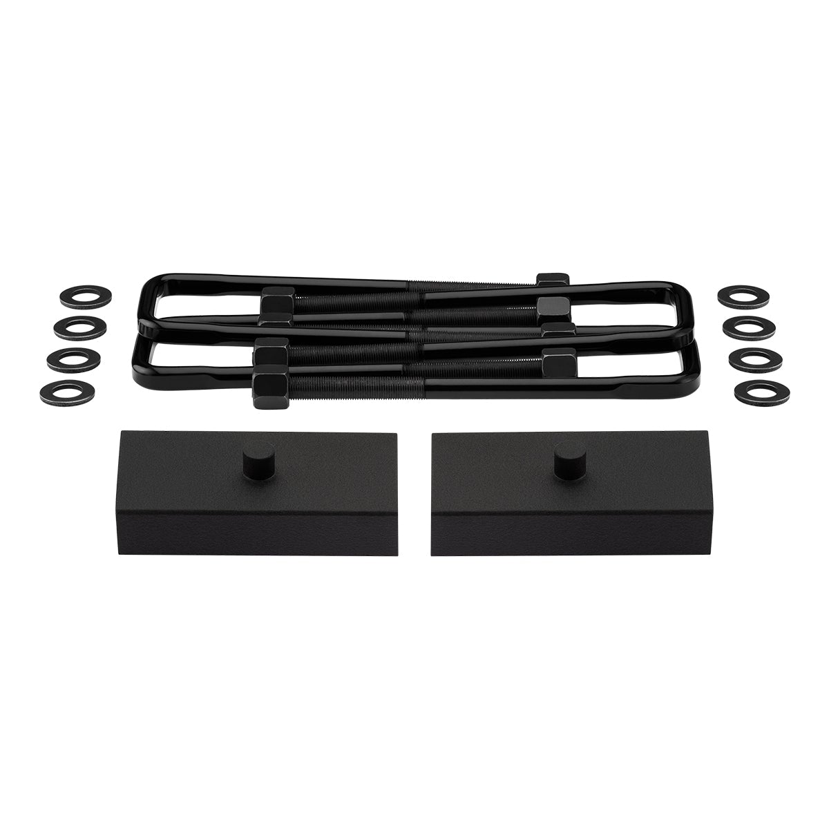 1999-2007 (Classic) Chevrolet Silverado 1500 4WD Rear Lift Blocks with Premium Forged Flat Top U-Bolts + Rear Lift 1" Non-Tapered Lift Blocks