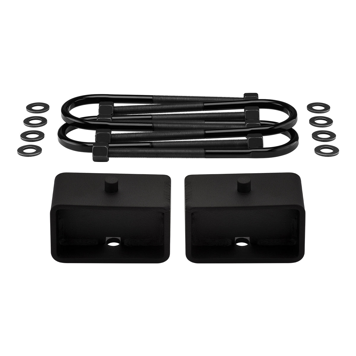 2005-2011 Dodge Dakota 2WD 4WD Rear Lift Blocks with Premium Forged Flat Top U-Bolts + Rear Lift 3" Tapered Lift Blocks