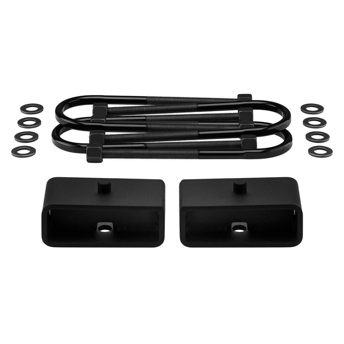 1997-2004 Ford F-150 High-Strength Steel Rear Lift Blocks with Premium Forged Flat Top U-Bolts Drivetrain 4WD + Rear Lift 2" Tapered Lift Blocks