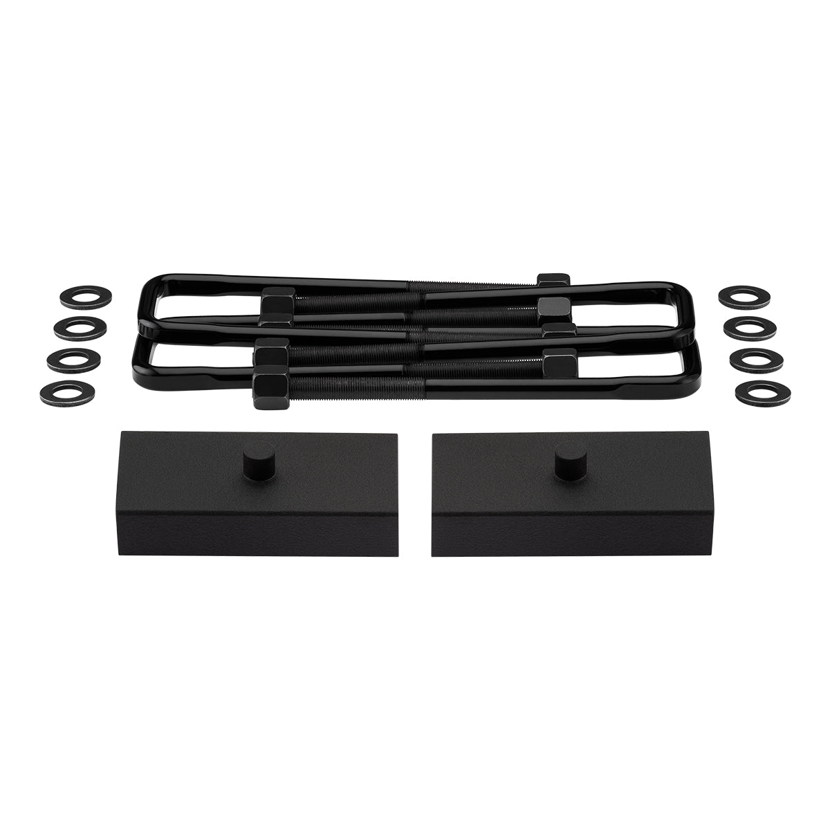 1986-1995 Toyota IFS Pickup 2WD 4WD Rear Lift Blocks with Premium Forged Flat Top U-Bolts + Rear Lift 1" Non-Tapered Lift Blocks