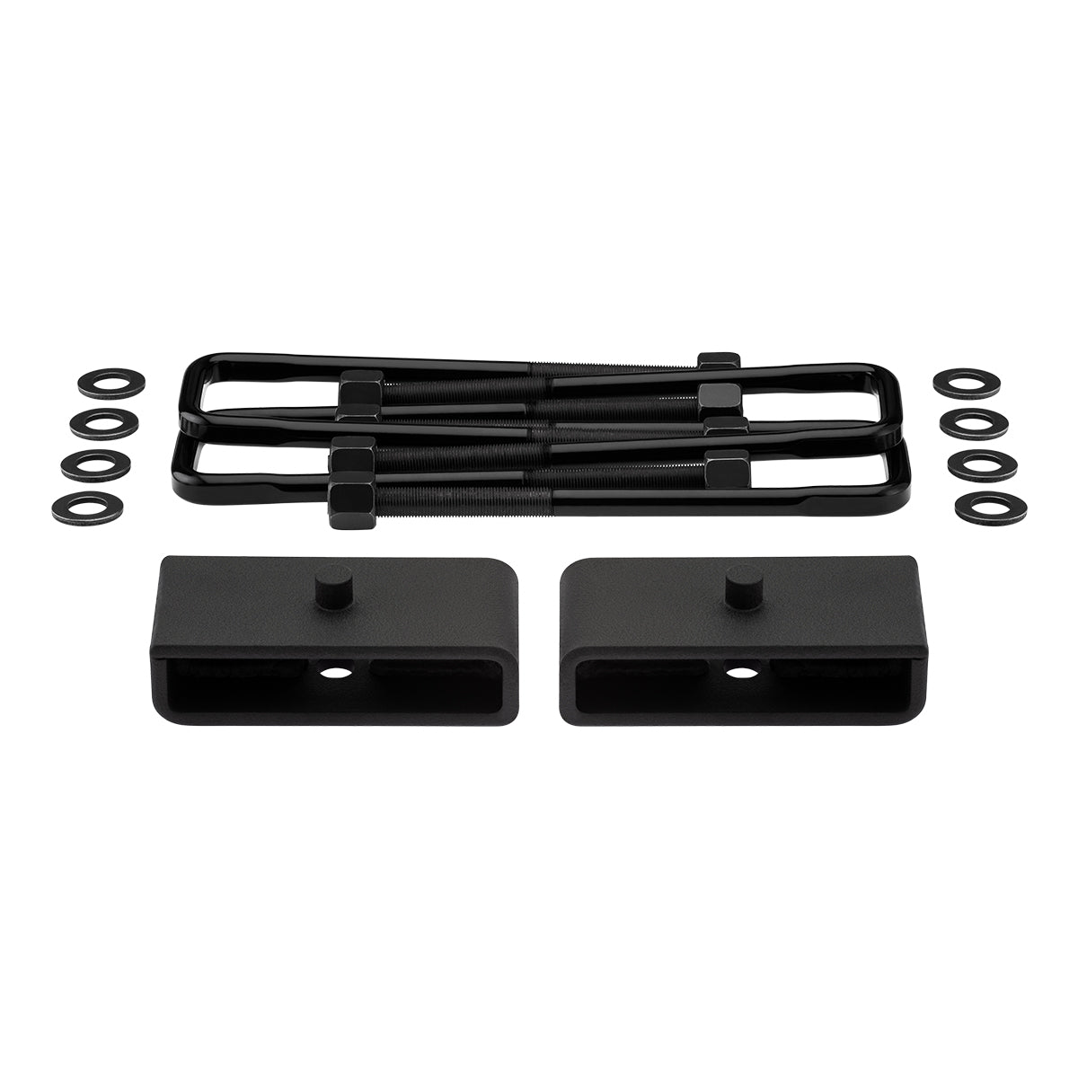 1986-1995 Toyota IFS Pickup 2WD 4WD Rear Lift Blocks with Premium Forged Flat Top U-Bolts + Rear Lift 1.5" Non-Tapered Lift Blocks