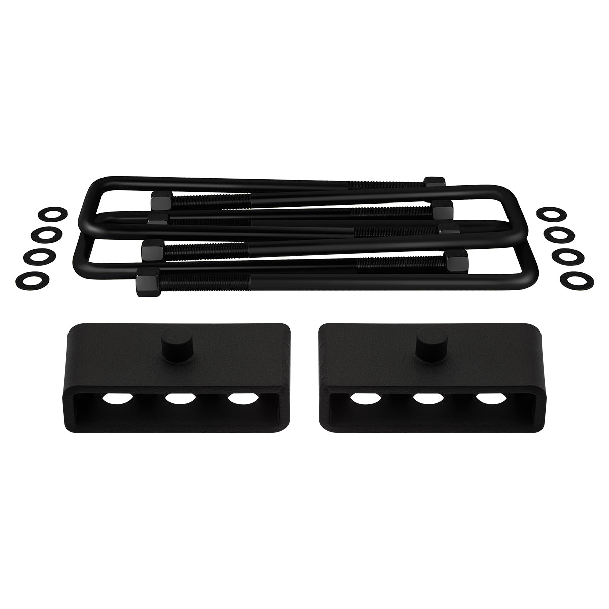 2011-2019 Chevrolet Silverado 2500HD Rear Lift Blocks with Square U-bolts 3/4th Axle Alignment Pins 1.5" Lift Blocks