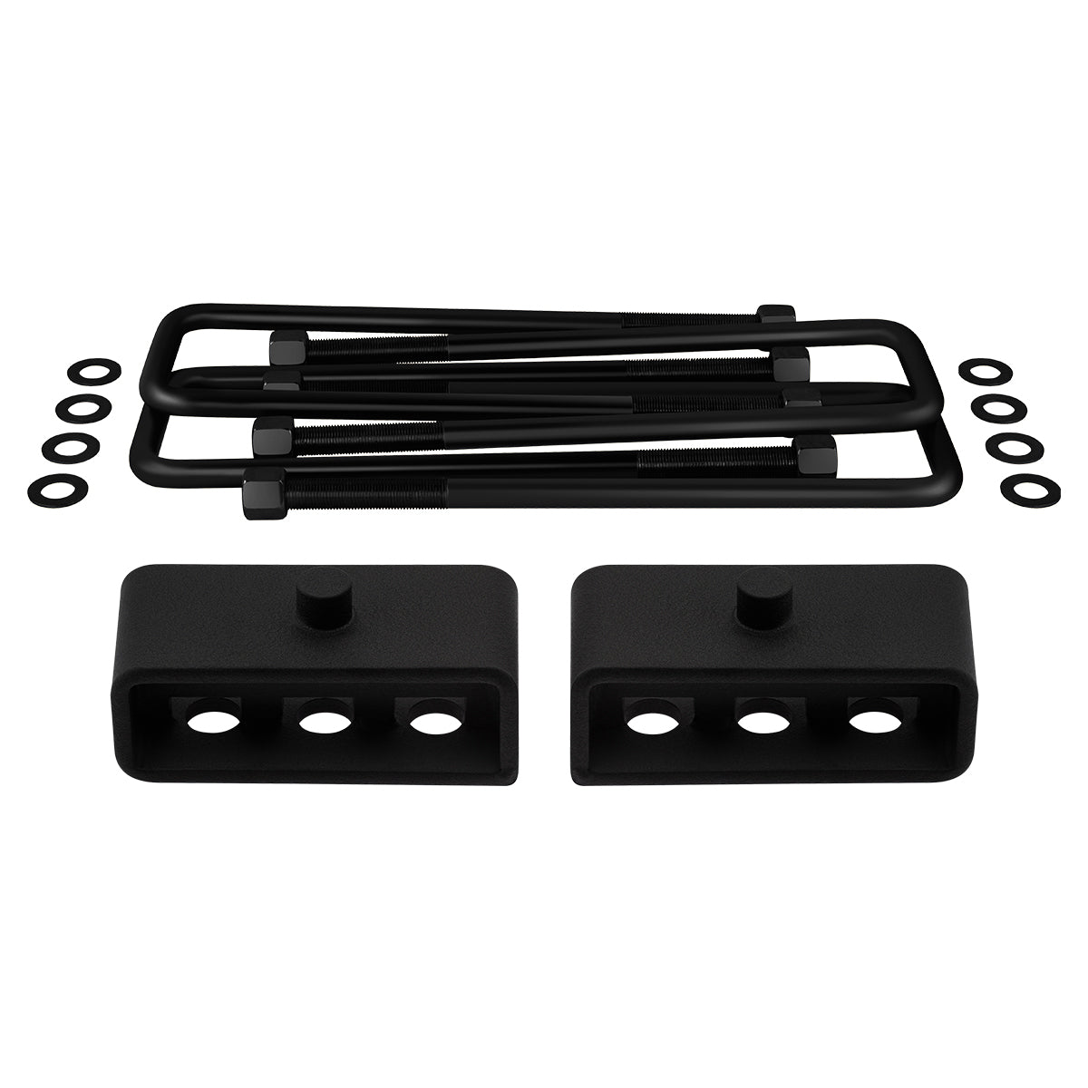 2011-2019 Chevrolet Silverado 2500HD Rear Lift Blocks with Square U-bolts 3/4th Axle Alignment Pins 2" Lift Blocks