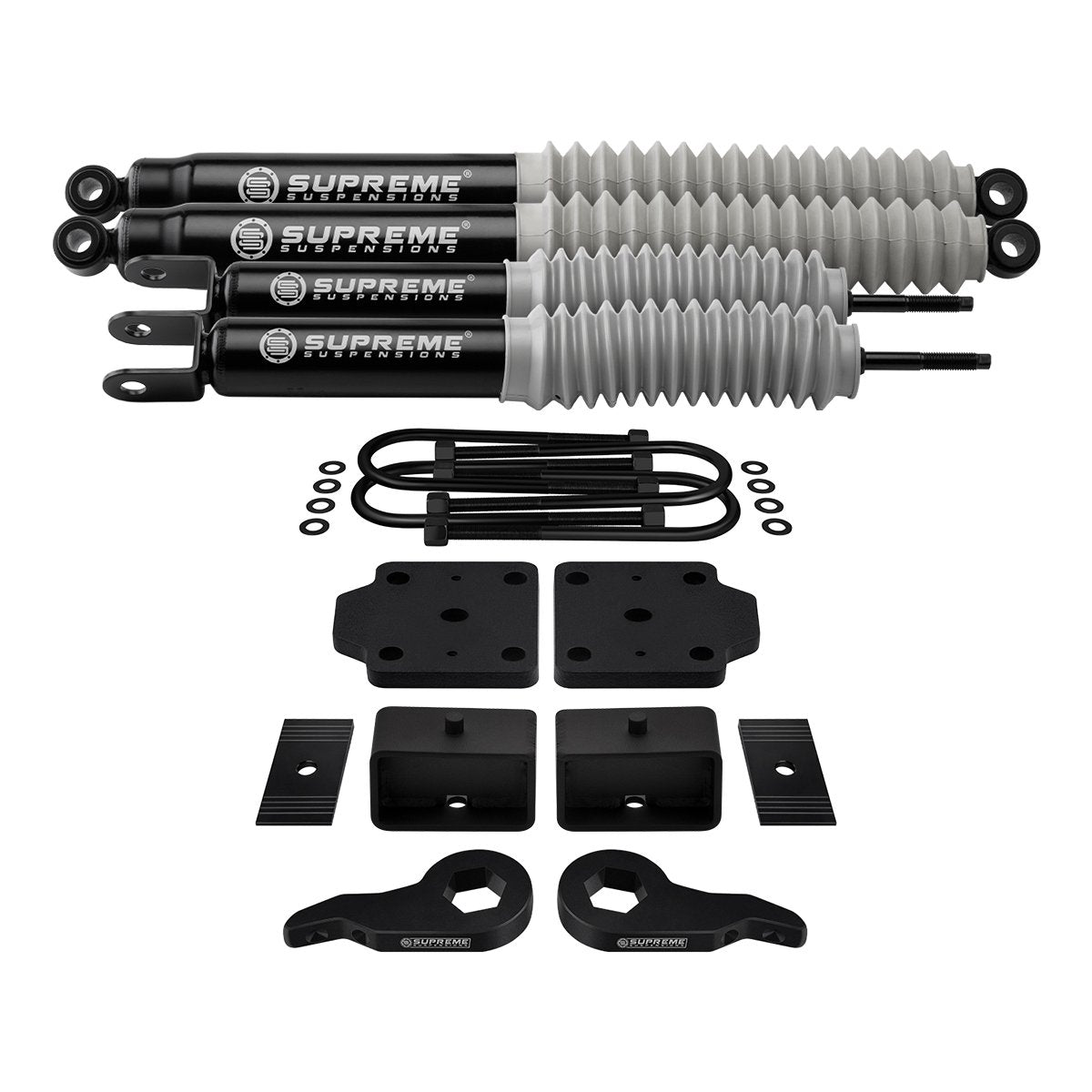 1999-2007 GMC Sierra 1500 Full Suspension Lift Kit with Rear U-Bolt Flip Kit & MAX Performance Shocks 4WD Front Lift Adjustable 1-3" + Rear Lift 3"