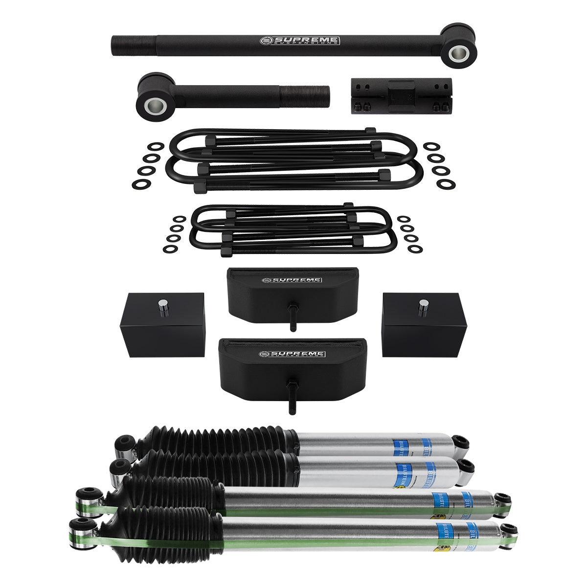 1999-2004 Ford F250 Super Duty 4WD Full Suspension Lift Kit with Bilstein Shocks & Adjustable Track Bar B8 5100 Series Front Lift 2.5" + Rear Lift 3"