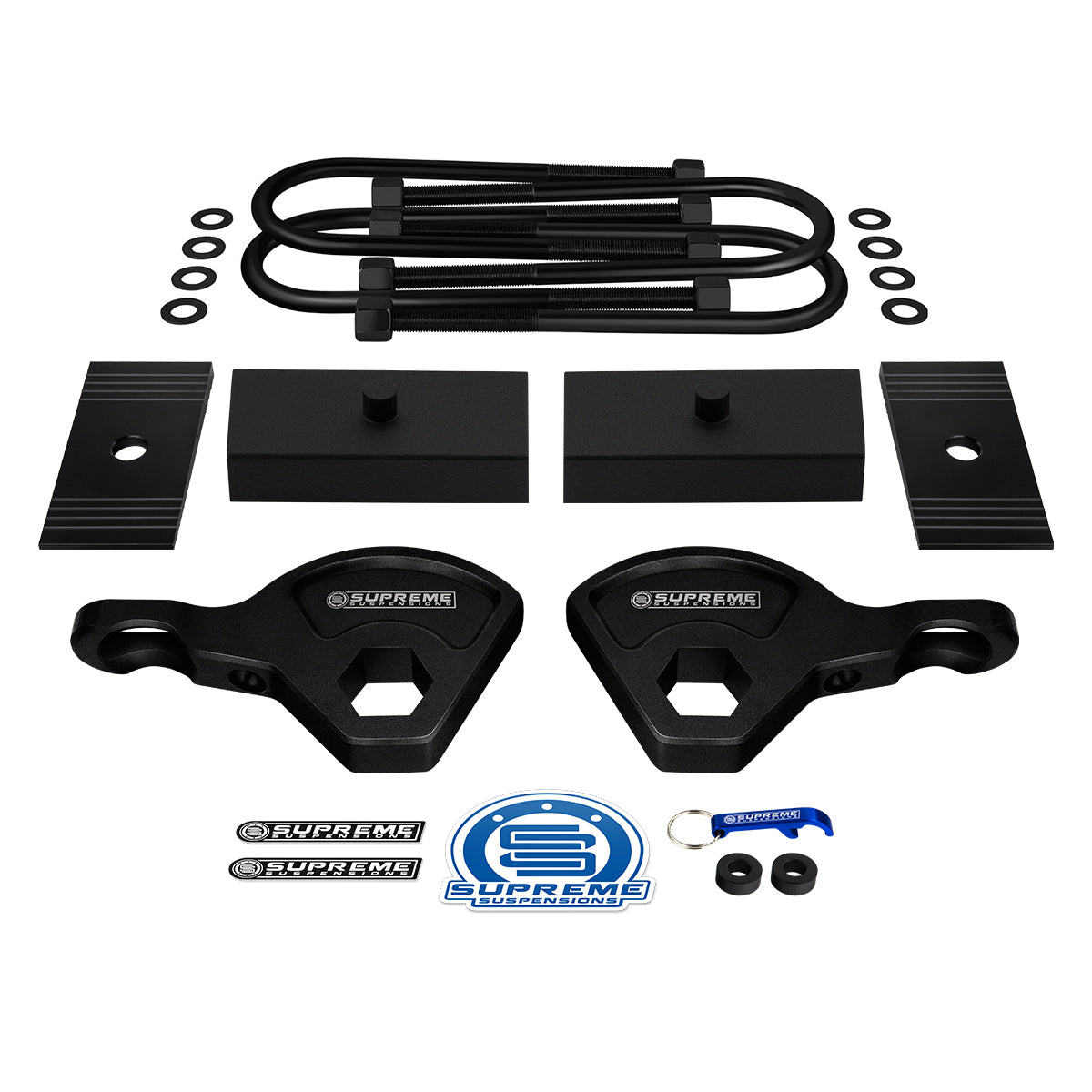 1987-2004 Dodge Dakota 4WD (9.25" Rear Axle) Full Suspension Lift Kit with Axle Shims / INCLUDES SUPREME'S NEW HD STEEL LIFT BLOCKS! Front Lift 1" - 3" + Rear Lift 1"