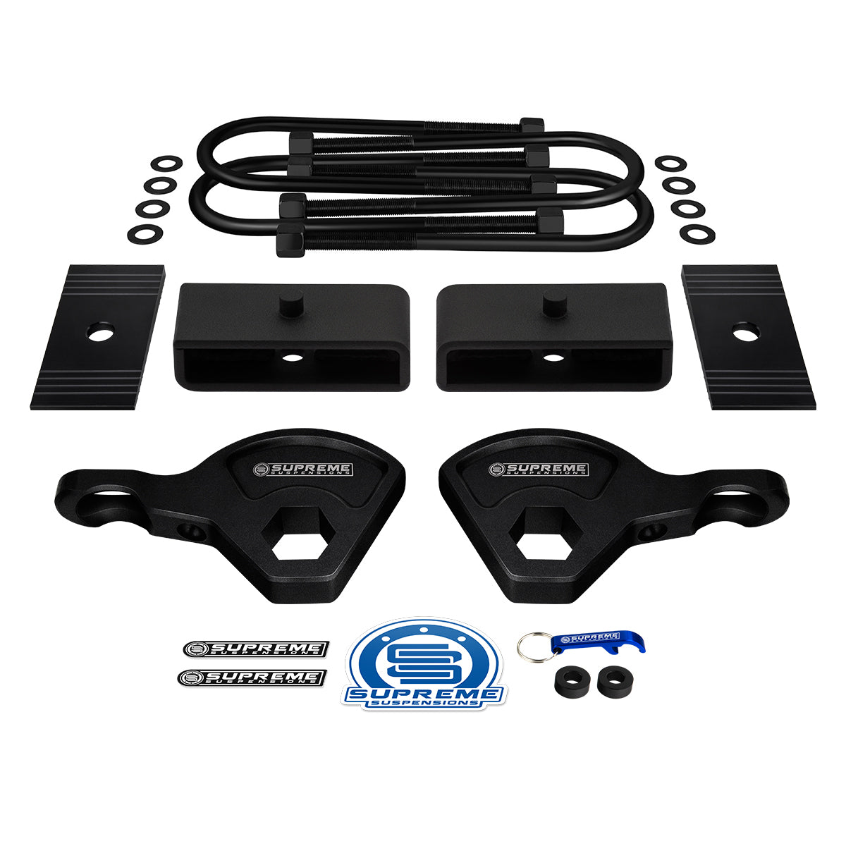 1987-2004 Dodge Dakota 4WD (9.25" Rear Axle) Full Suspension Lift Kit with Axle Shims / INCLUDES SUPREME'S NEW HD STEEL LIFT BLOCKS! Front Lift 1" - 3" + Rear Lift 1.5"