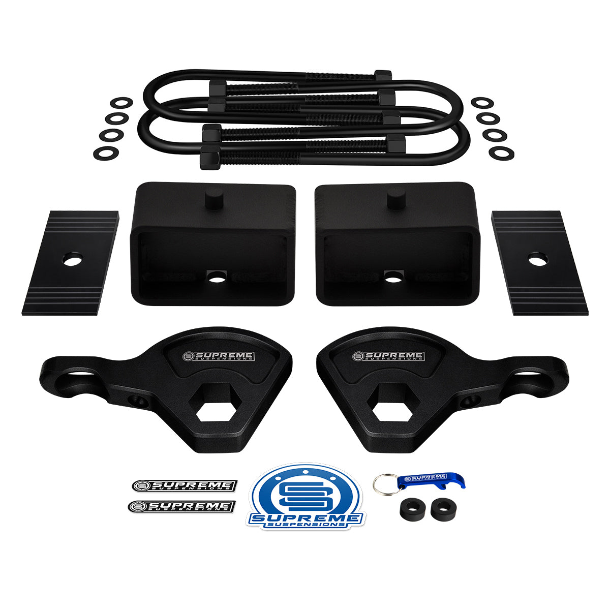 1987-2004 Dodge Dakota 4WD (9.25" Rear Axle) Full Suspension Lift Kit with Axle Shims / INCLUDES SUPREME'S NEW HD STEEL LIFT BLOCKS! Front Lift 1" - 3" + Rear Lift 3"