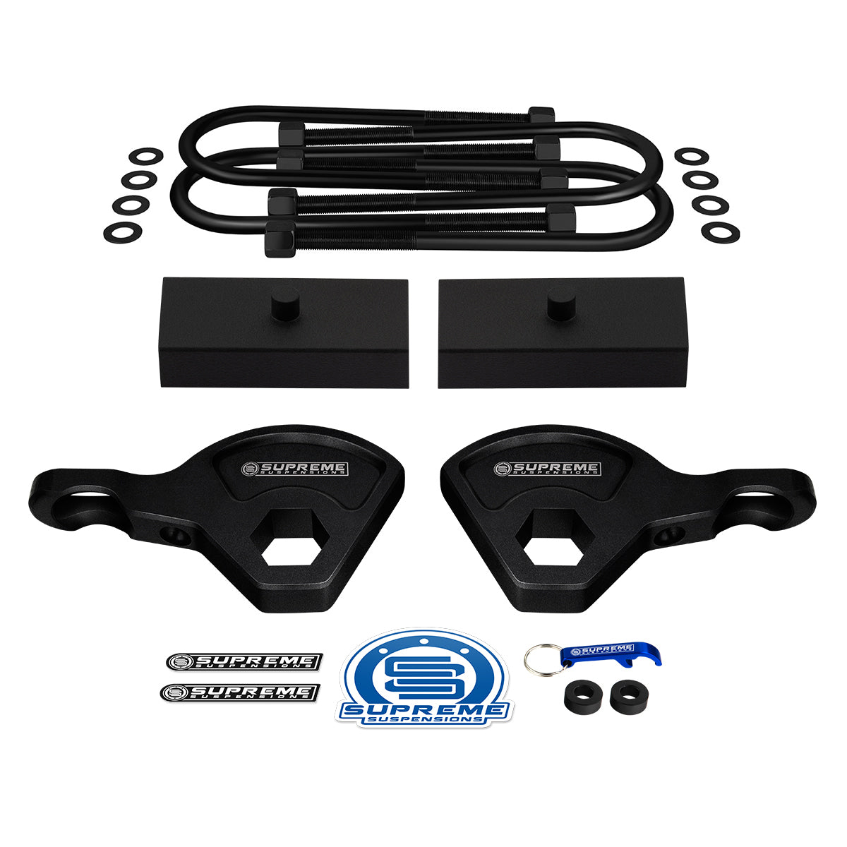 1987-2004 Dodge Dakota 4WD (9.25" Rear Axle) Full Suspension Lift Kit / INCLUDES SUPREME'S NEW HD STEEL LIFT BLOCKS! Front Lift 1" - 3" + Rear Lift 1"