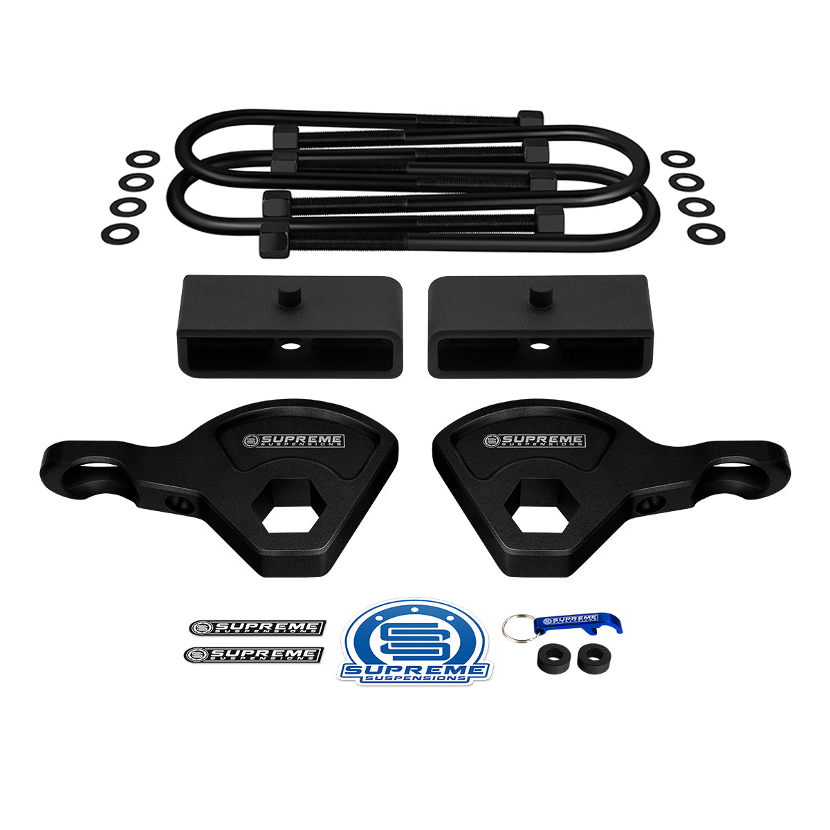 1987-2004 Dodge Dakota 4WD (9.25" Rear Axle) Full Suspension Lift Kit / INCLUDES SUPREME'S NEW HD STEEL LIFT BLOCKS! Front Lift 1" - 3" + Rear Lift 1.5"