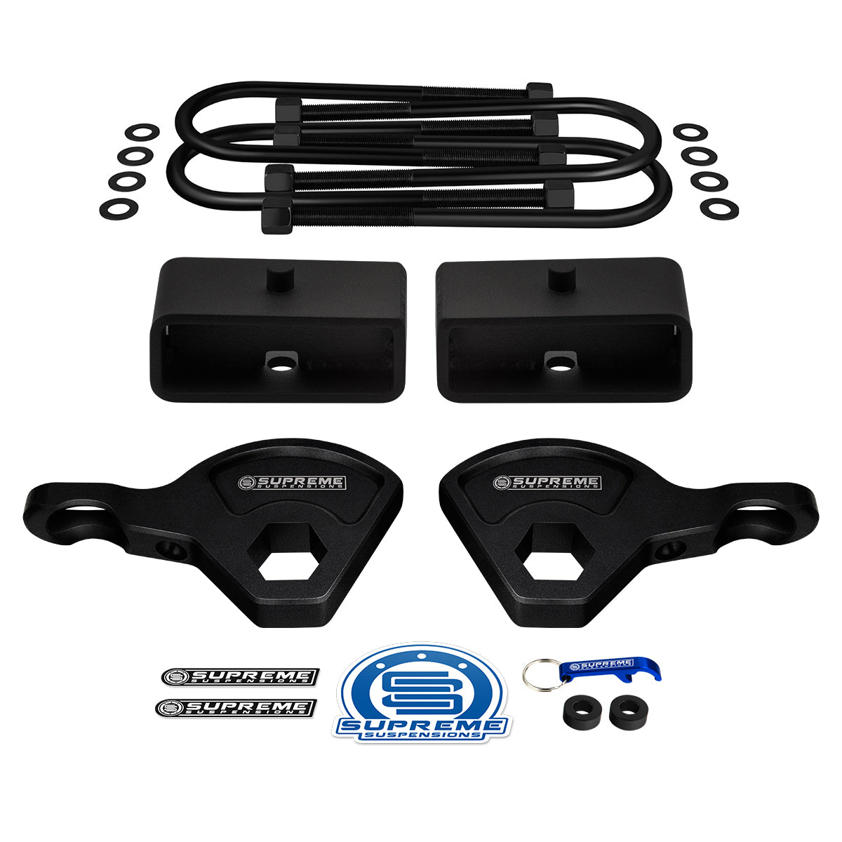 1987-2004 Dodge Dakota 4WD (9.25" Rear Axle) Full Suspension Lift Kit / INCLUDES SUPREME'S NEW HD STEEL LIFT BLOCKS! Front Lift 1" - 3" + Rear Lift 2"