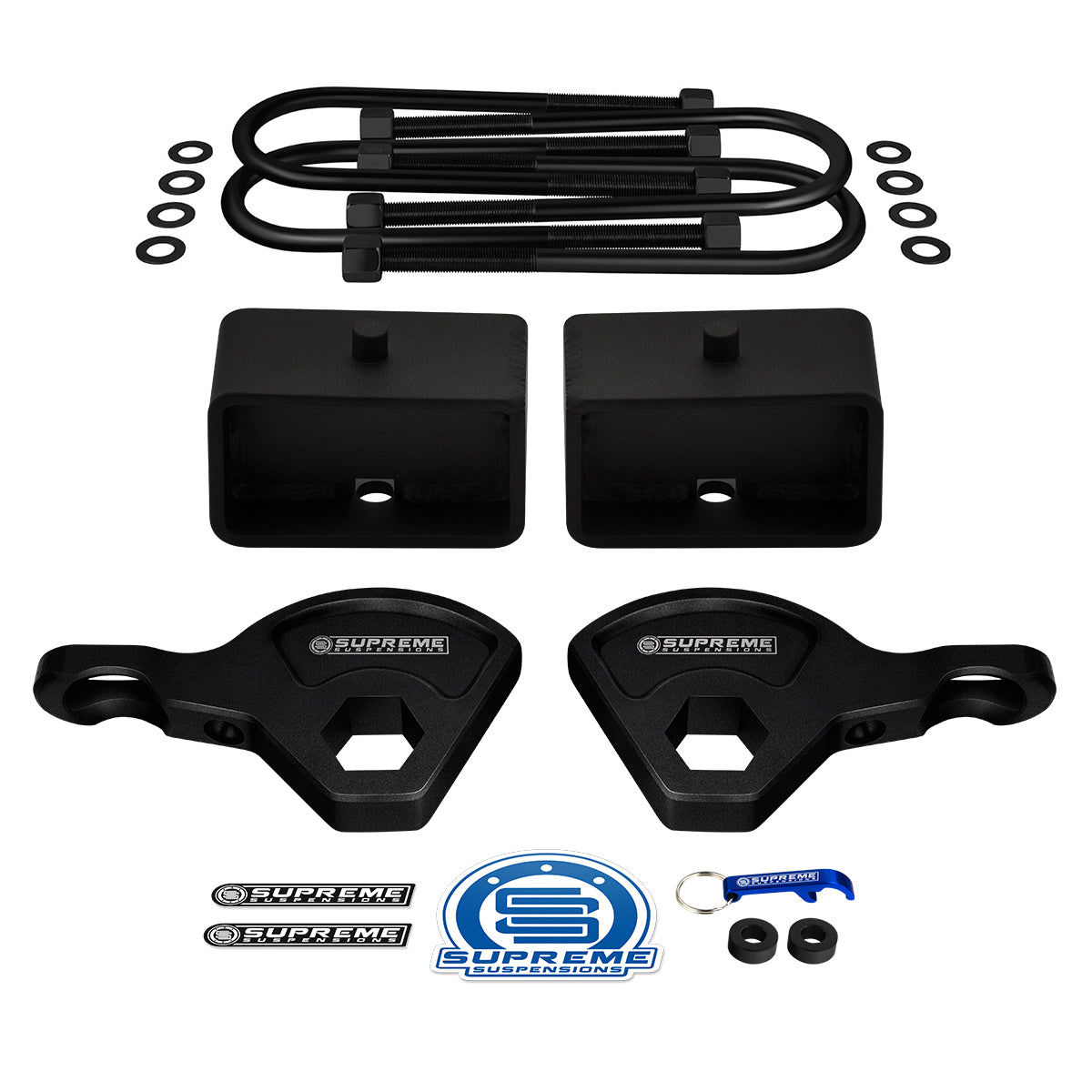 1987-2004 Dodge Dakota 4WD (9.25" Rear Axle) Full Suspension Lift Kit / INCLUDES SUPREME'S NEW HD STEEL LIFT BLOCKS! Front Lift 1" - 3" + Rear Lift 3"