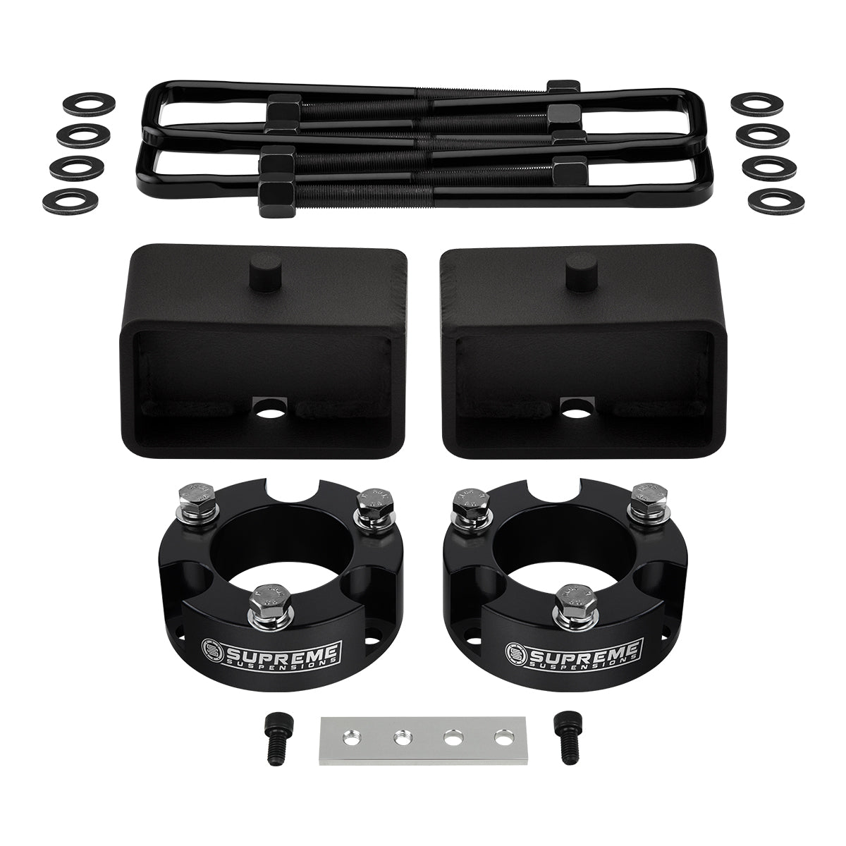 1995-2004 Toyota Tacoma Full Suspension Lift Kit 2WD 4WD I Includes Supreme Suspensions NEW Premium Forged Flat-Top U-Bolts Front 3" + Rear 3"