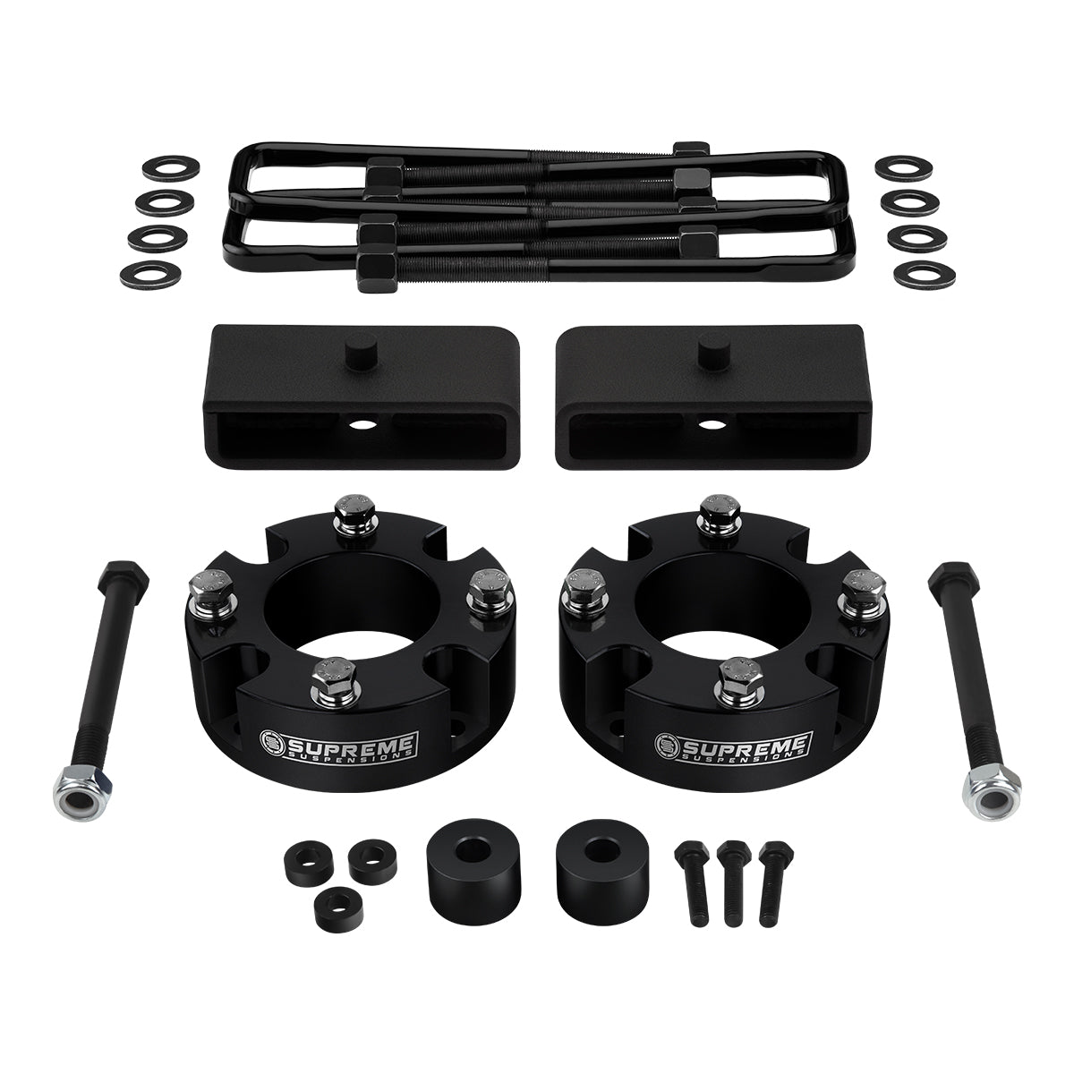 2007-2021 Toyota Tundra Full Suspension Lift Kit 4WD I Includes Supreme Suspensions NEW Premium Forged Flat-Top U-Bolts Black Front Lift 2" + Rear Lift 1.5"