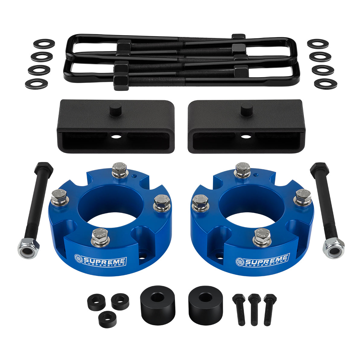 2007-2021 Toyota Tundra Full Suspension Lift Kit 4WD I Includes Supreme Suspensions NEW Premium Forged Flat-Top U-Bolts Blue Front Lift 3" + Rear Lift 1.5"