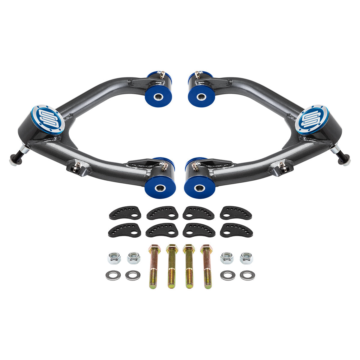 2007-2020 Chevrolet Suburban 1500 Uni-Ball Upper Control Arms with Camber/Caster Adjusting & Lockout Kit 2WD 4WD Bushings Blue