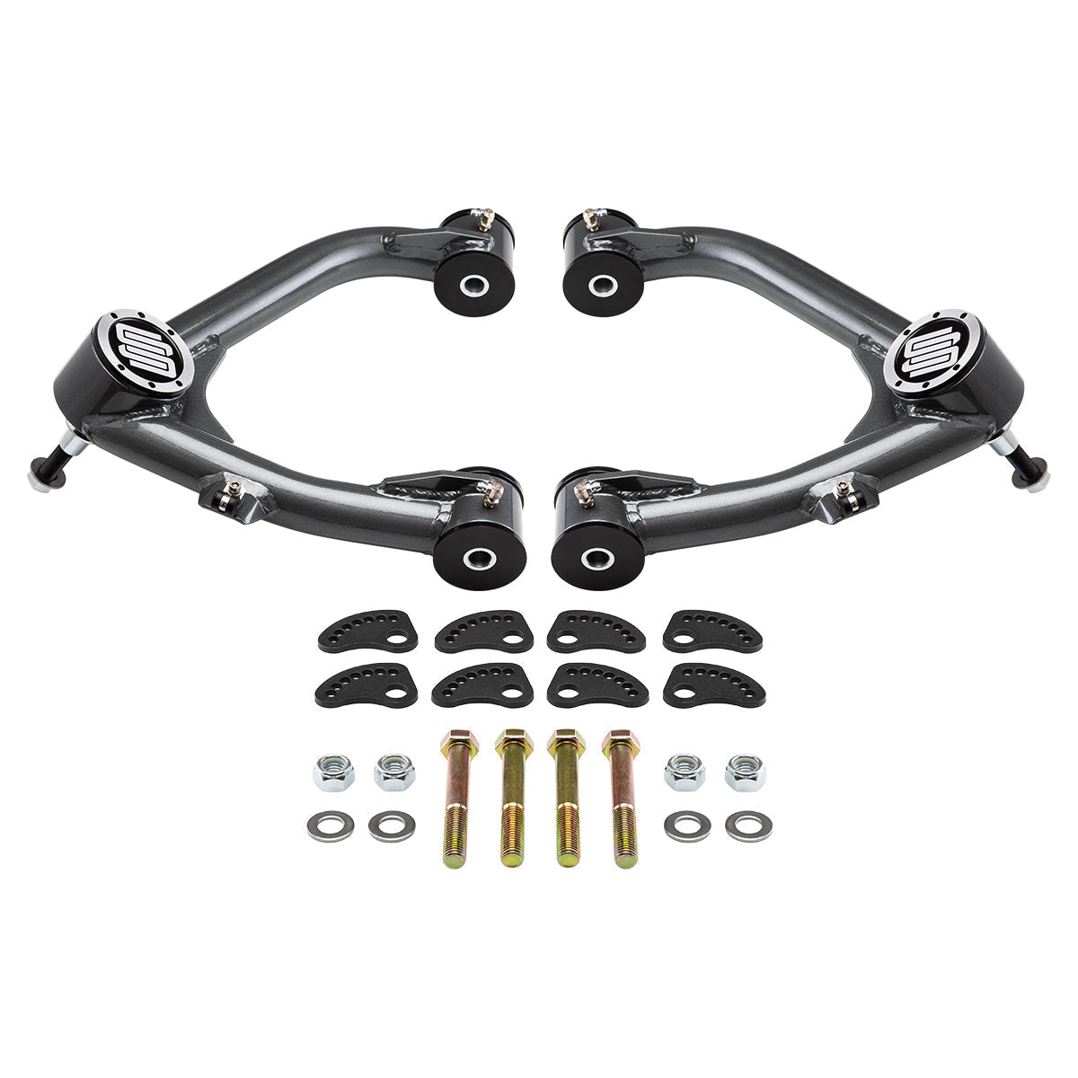 2007-2013 Chevrolet Avalanche 1500 Uni-Ball Upper Control Arms with Camber/Caster Adjusting & Lockout Kit 2WD 4WD Bushings Black