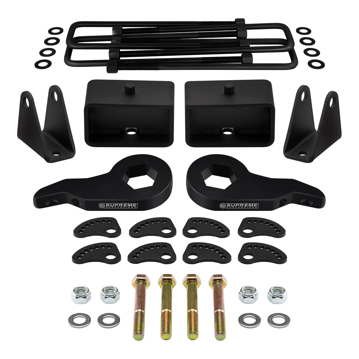 2002-2005 Chevrolet Avalanche 2500 Full Lift Kit Includes Camber/Caster Alignment Kit + Shock Extenders Front 3" + Rear 3"