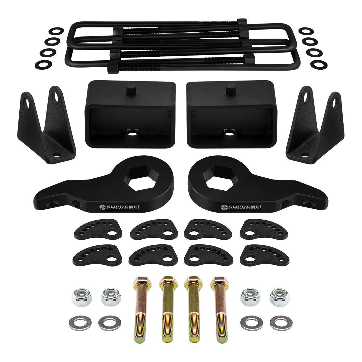 2000-2013 GMC Yukon XL 2500 Full Lift Kit Includes Camber/Caster Alignment Kit + Shock Extenders Front 3" + Rear 3"