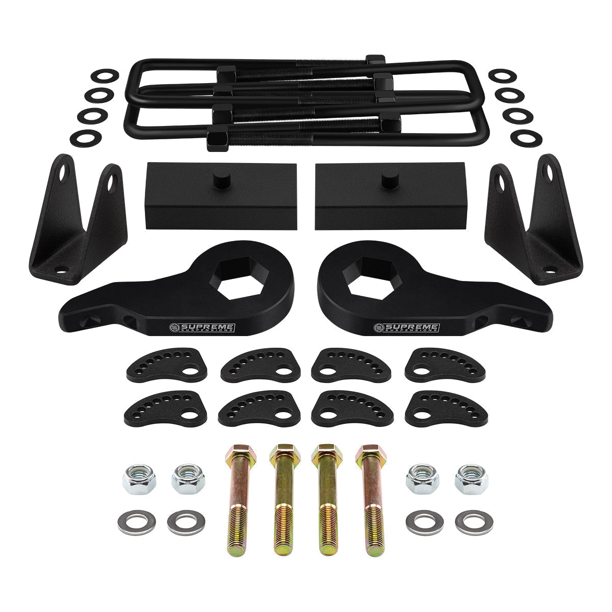 2001-2010 Chevrolet Silverado 3500HD Full Lift Kit Includes Camber/Caster Alignment Kit + Shock Extenders Front 3" + Rear 1"