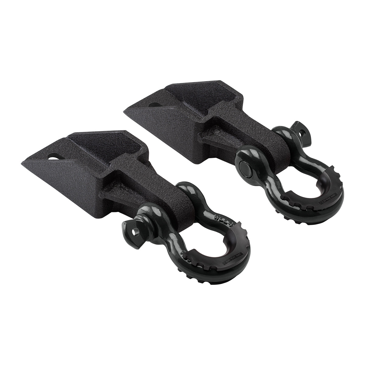 2009-2020 Ford F-150 Front Shackle Mount Recovery Brackets with 3/4" D-Ring Shackles Set D-Ring Shackle Set Black