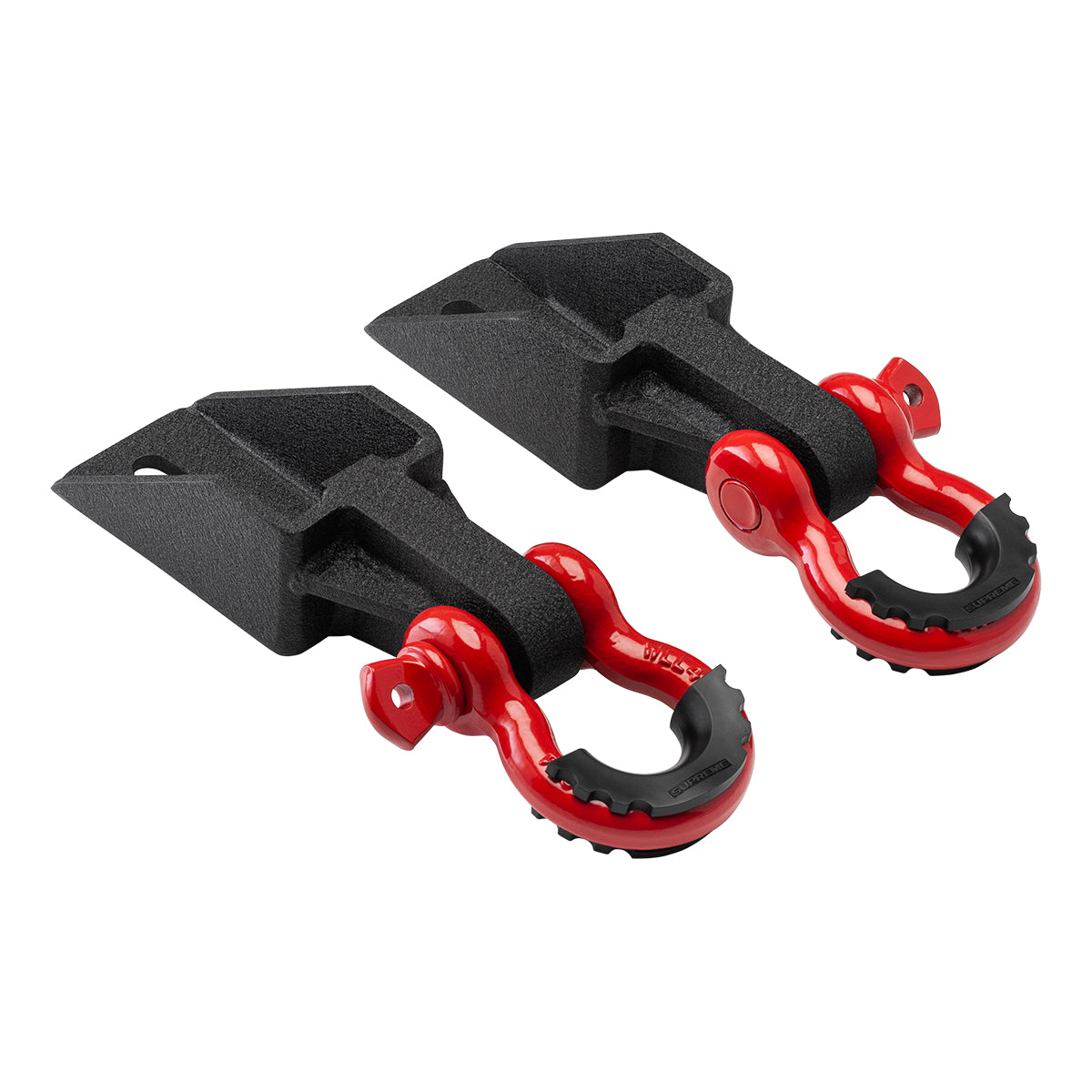 2009-2020 Ford F-150 Front Shackle Mount Recovery Brackets with 3/4" D-Ring Shackles Set D-Ring Shackle Set Red