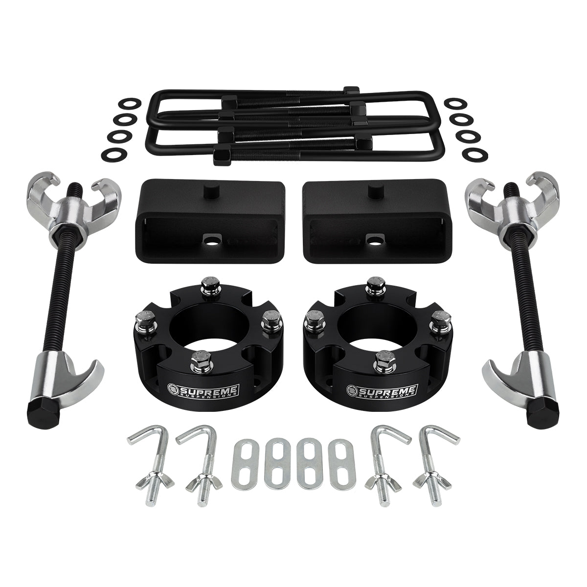 2015-2021 Toyota Tundra TRD PRO Full Suspension Lift Kit 2WD 4WD / HD STEEL LIFT BLOCKS Compressor Tool Front Lift 2" + Rear Lift 2" with Built-In Taper