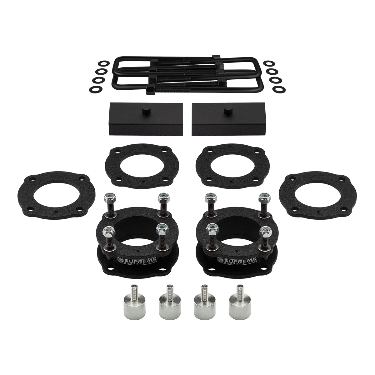 2007-2021 Toyota Tundra Full Suspension Lift Kit 2WD 4WD / FEATURES SUPREME'S NEW ADJUSTABLE FRONT STRUT SPACERS SET Front Lift Adjustable from 2.5" to 3" + Rear Lift 1" Lift