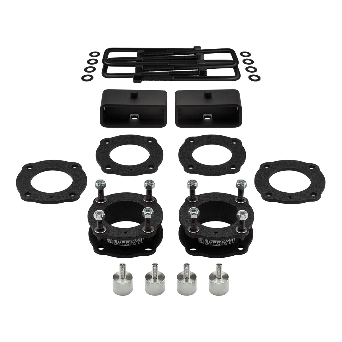 2007-2021 Toyota Tundra Full Suspension Lift Kit 2WD 4WD / FEATURES SUPREME'S NEW ADJUSTABLE FRONT STRUT SPACERS SET Front Lift Adjustable from 2.5" to 3" 2" Lift