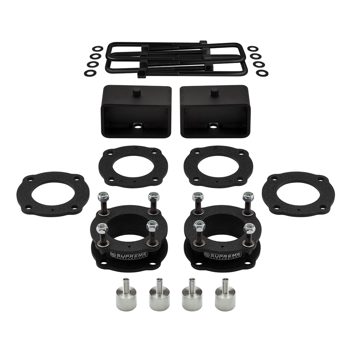 2007-2021 Toyota Tundra Full Suspension Lift Kit 2WD 4WD / FEATURES SUPREME'S NEW ADJUSTABLE FRONT STRUT SPACERS SET Front Lift Adjustable from 2.5" to 3" 3" Lift