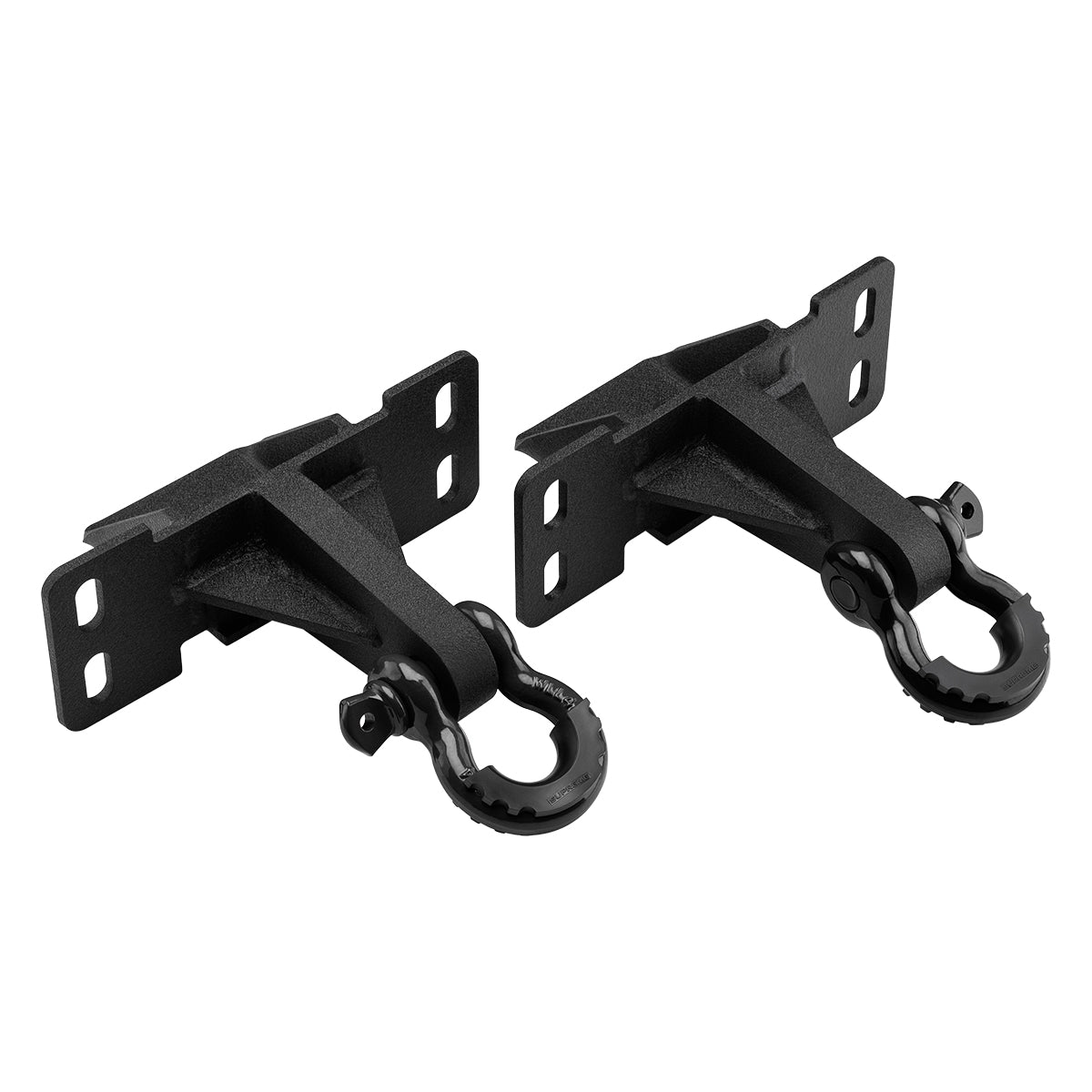 2017-2019 Ford F-250 Super Duty Front Shackle Mount Recovery Brackets with 3/4" D-Ring Shackles Set D-Ring Shackle Set Black