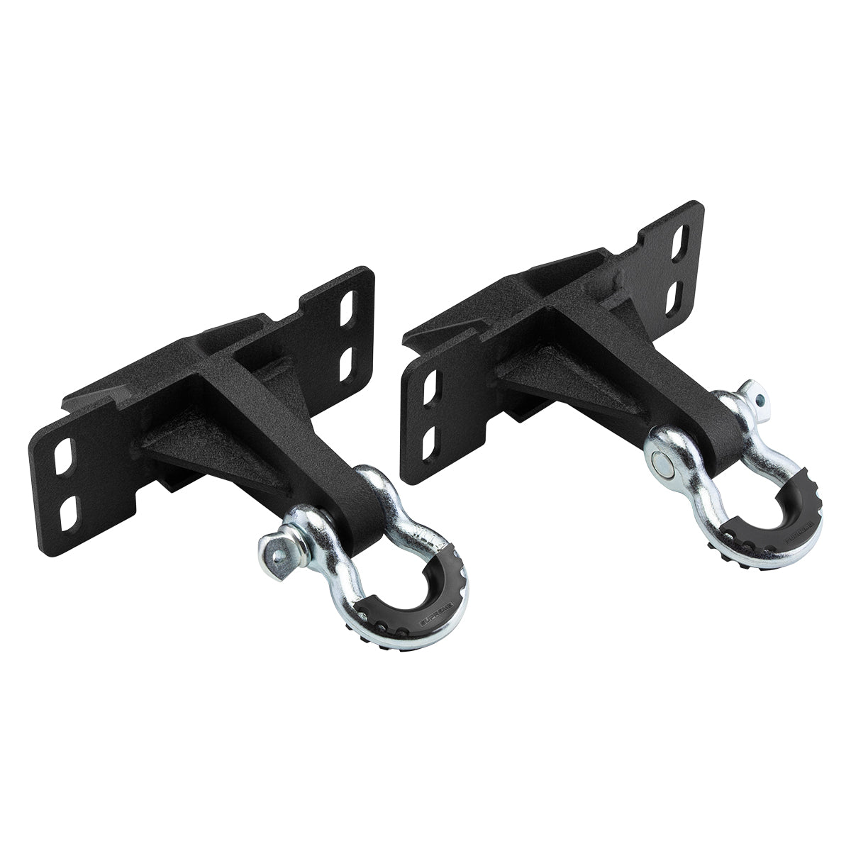 2017-2019 Ford F-250 Super Duty Front Shackle Mount Recovery Brackets with 3/4" D-Ring Shackles Set Galvanized