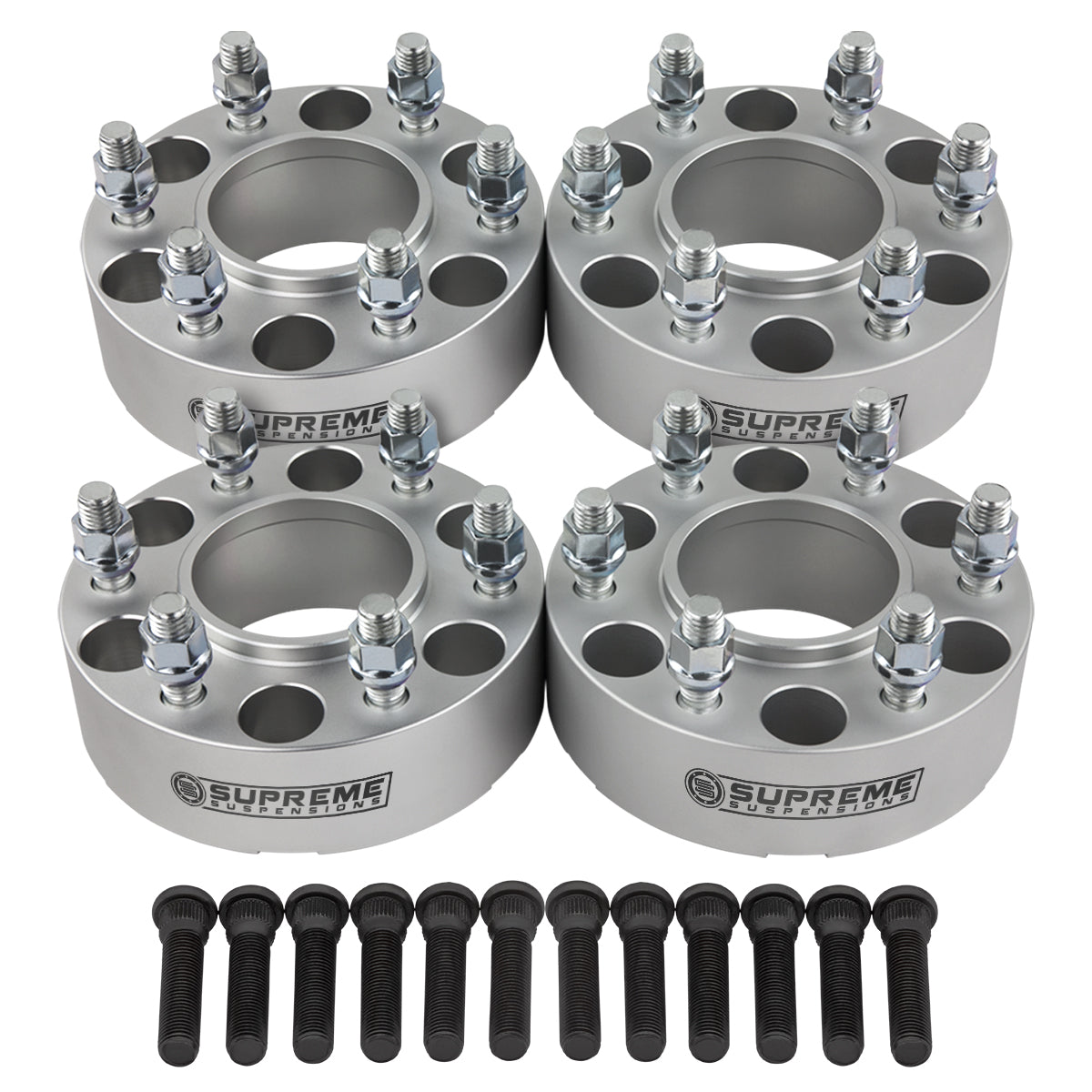 1995-2021 Toyota Tacoma Wheel Spacers & 3/4" Longer Rear Wheel Studs 4WD Silver (x4) Piece 1.5" Spacer