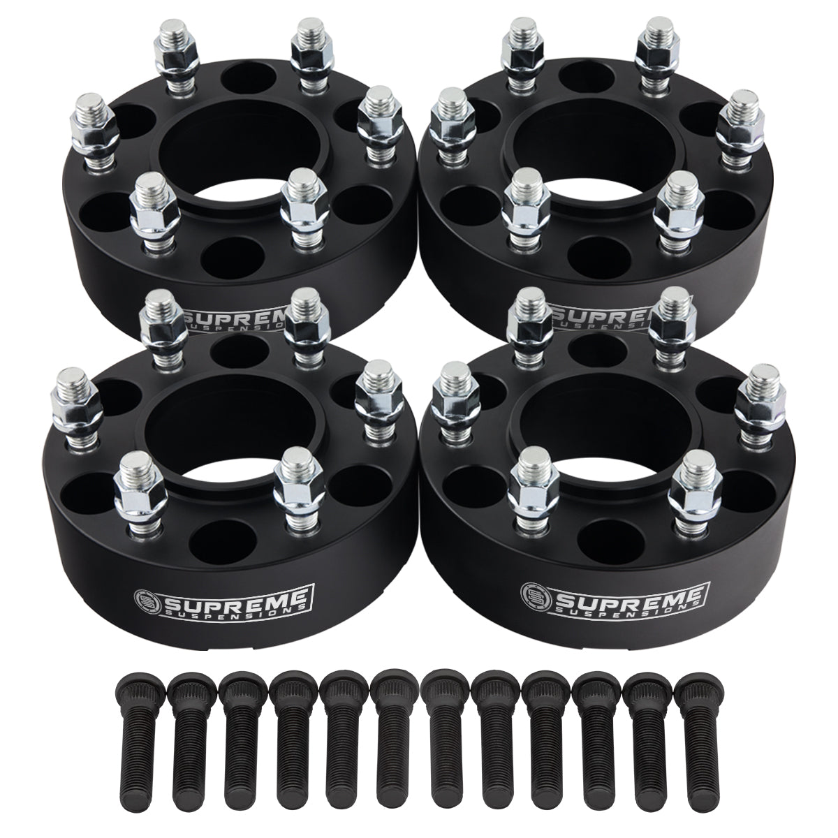 1995-2021 Toyota Tacoma Wheel Spacers & 3/4" Longer Rear Wheel Studs 4WD Black (x4) Piece 1.5" Spacer