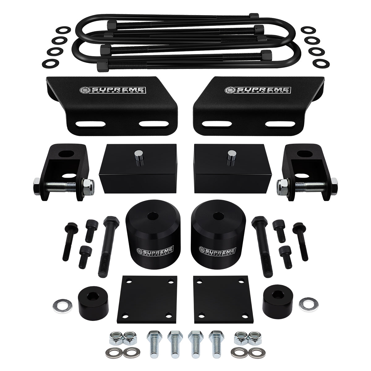 2008-2016 Ford Super Duty Full Suspension Lift Kit with Sway Bar, Brake Line and Bump Stop Relocation Kits & Front Shock Extenders 4WD 4x4 F-250 OVERLOAD 3" Front + 1" Rear