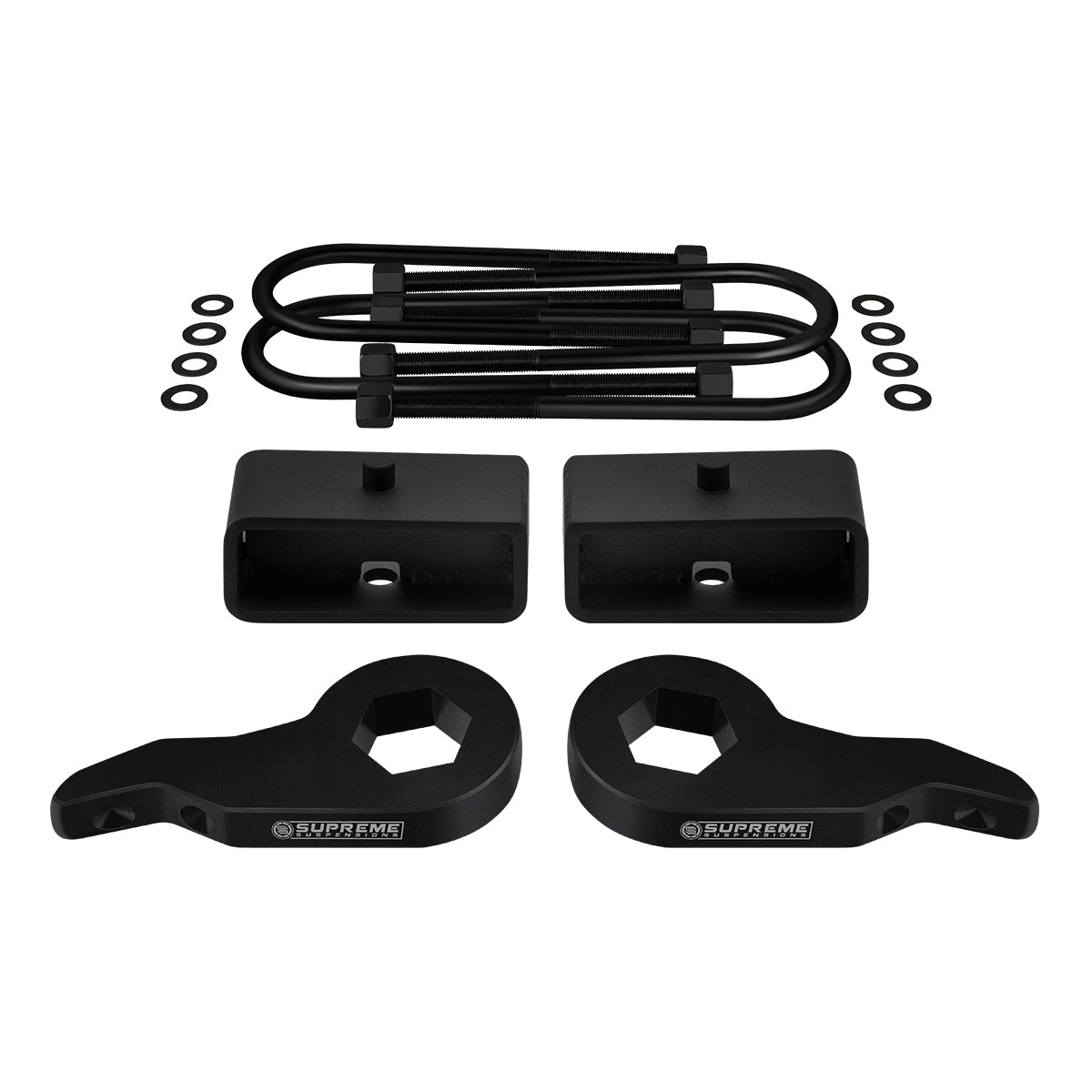 2003-2018 Chevrolet Express 4WD Full Suspension Lift Kit (Round Bend U-Bolts) Front Lift Adjustable Up To 2.5" 2"