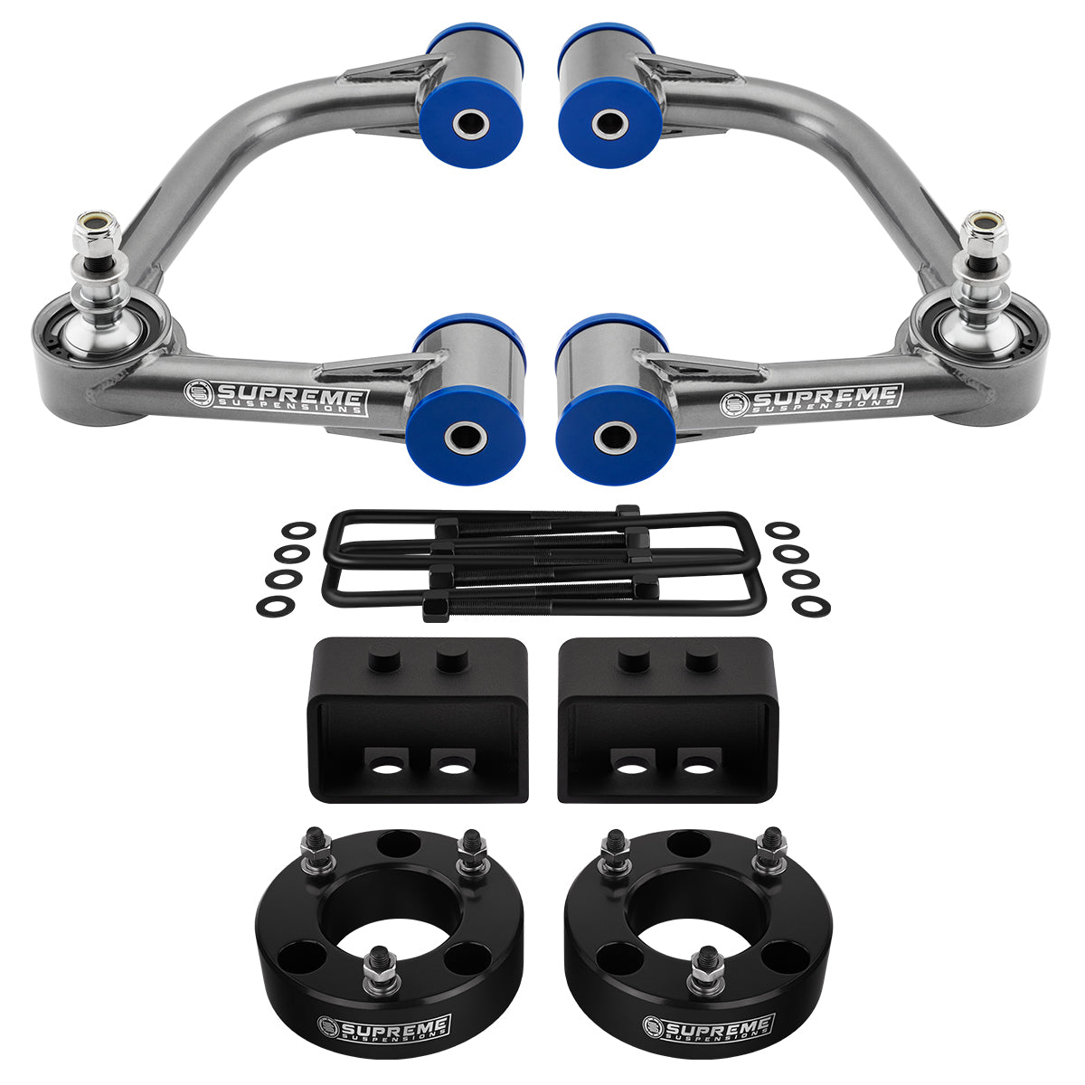 2004-2008 Ford F-150 Full Suspension Lift Kit 2WD 4WD with Upper Control Arms w/ Uni Ball, FK Bearings & Polyurethane Bushings 2WD 3" Front + 3" + Rear Lift