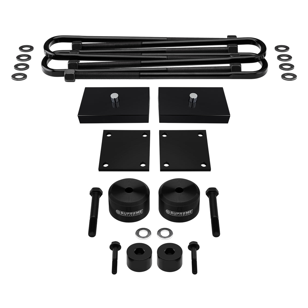 2017 - 2022 Ford F250 Super Duty 4WD Full Suspension Lift Kit - NEW Design Forged Flat-Top U-Bolts Front Lift 2" Lift + Rear Lift 1" Lift