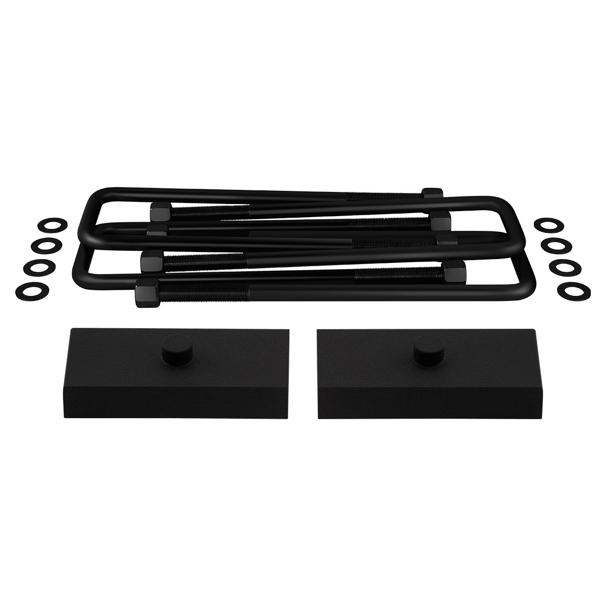 2011-2019 Chevrolet Silverado 2500HD Rear Lift Blocks with Square U-bolts 3/4th Axle Alignment Pins 1" Lift Blocks