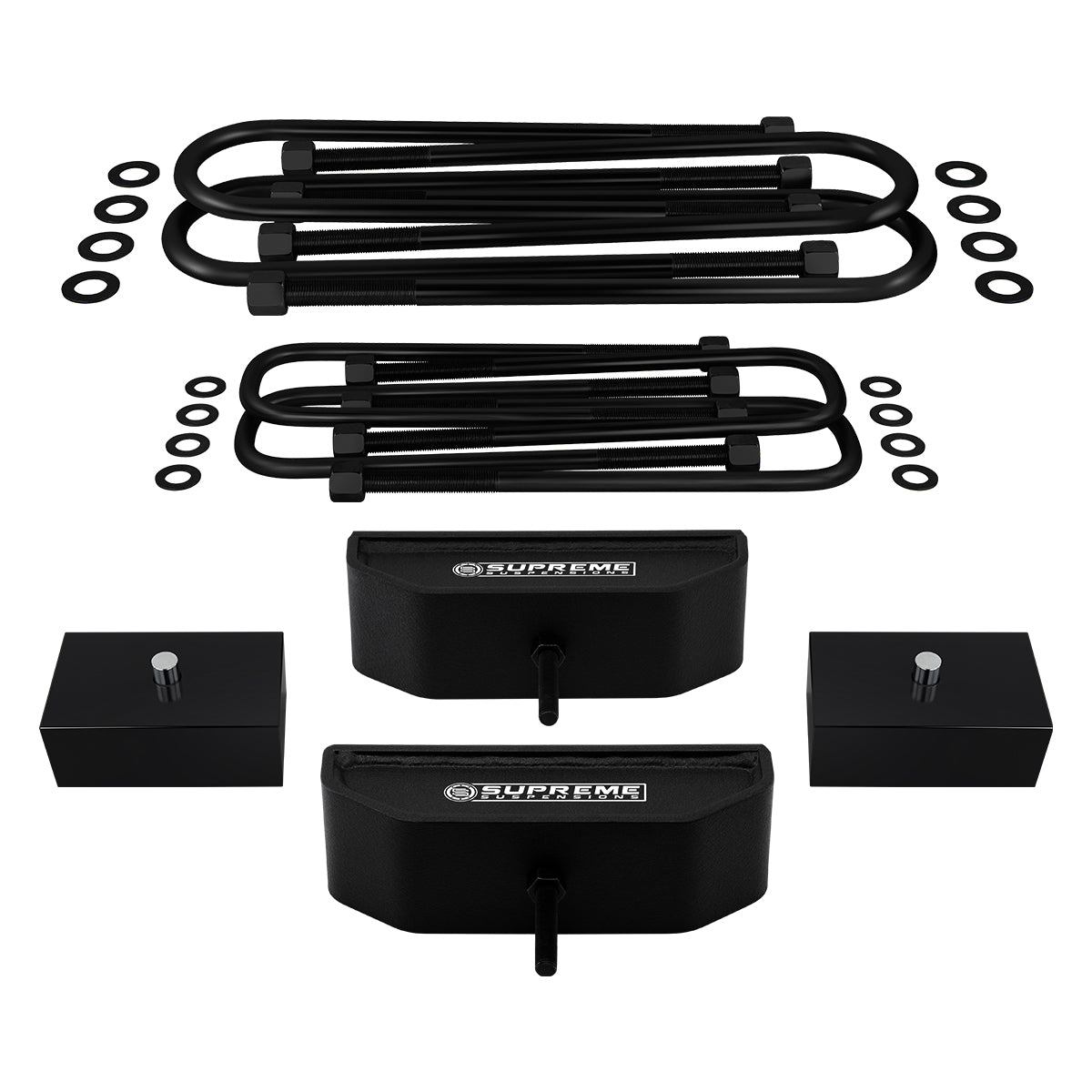 1999-2004 Ford F350 Super Duty Front and Rear Suspension Lift Kit 4WD 4x4 + Rear Spring Pack Setup Non-Overloads Front Lift 2" + Rear Lift 2"