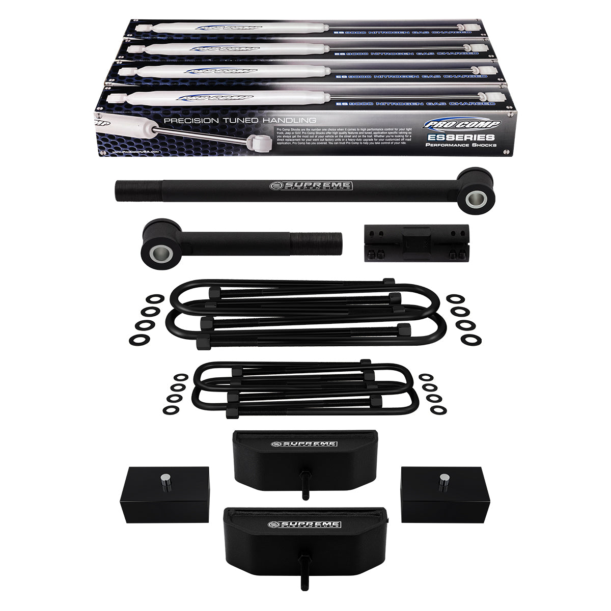 1999-2004 Ford F250 Super Duty Full Suspension Lift Kit with Adjustable Track Bar and ProComp Shocks 4WD 4x4 Non-Overloads Front Lift 2.5" + Rear Lift 2"