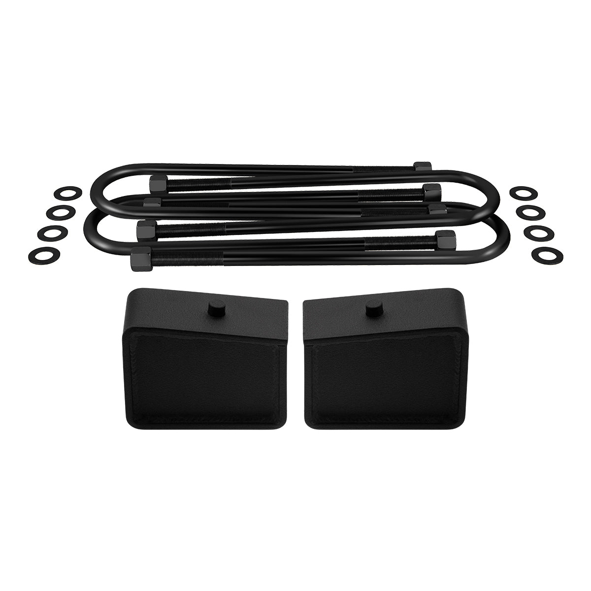 1997-2003 Ford F-150 Rear Suspension Lift Blocks with Round Bend 9/16 U-Bolts 2WD 4WD 4" Tall Blocks - 9/16 Pin