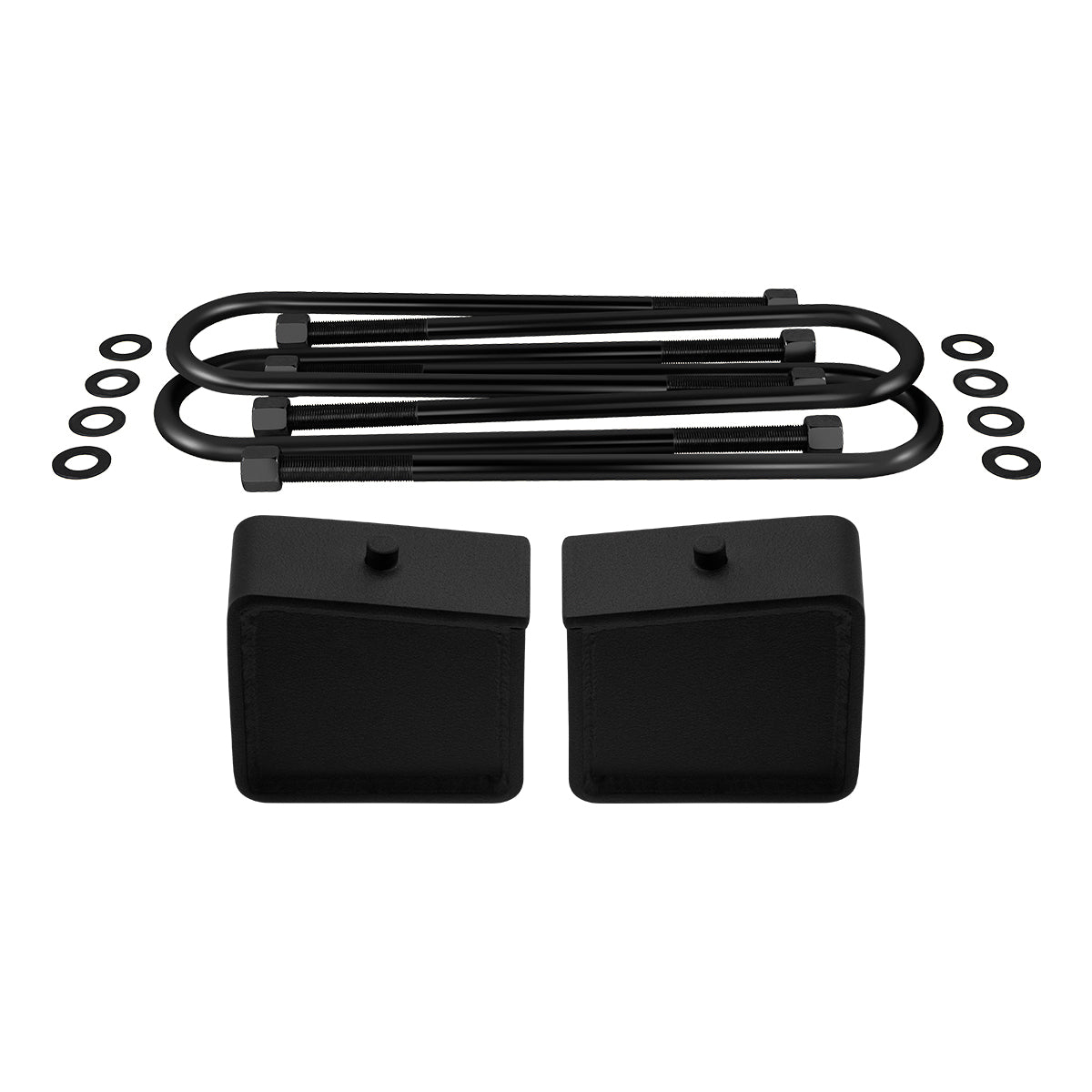 1997-2003 Ford F-150 Rear Suspension Lift Blocks with Round Bend 9/16 U-Bolts 2WD 4WD 4.5" Tall Blocks - 9/16 Pin